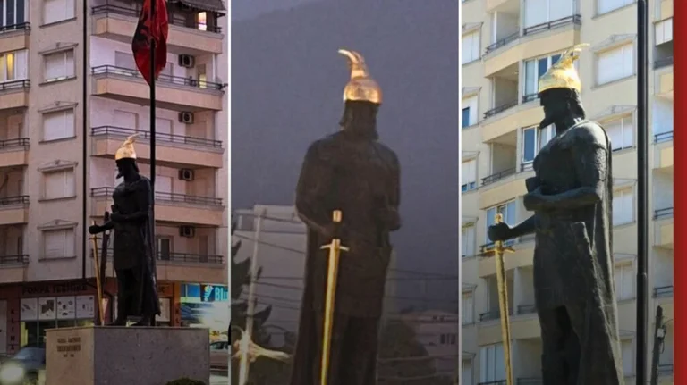 Skandaloze: Lyhet me ngjyrë statuja e Skënderbeut në Prizren