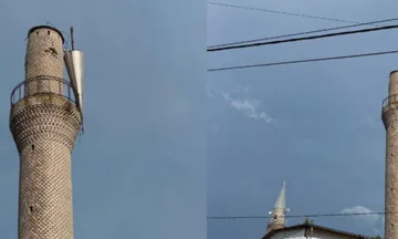 Erërat e forta rrëzojnë një pjesë të minares në Xhaminë e fshatit Plluzhinë të Skënderajt