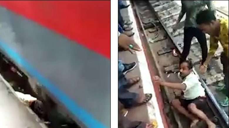 Shtrihet në binarë, treni kalon mbi të – burri shpëton pa ndonjë lëndim