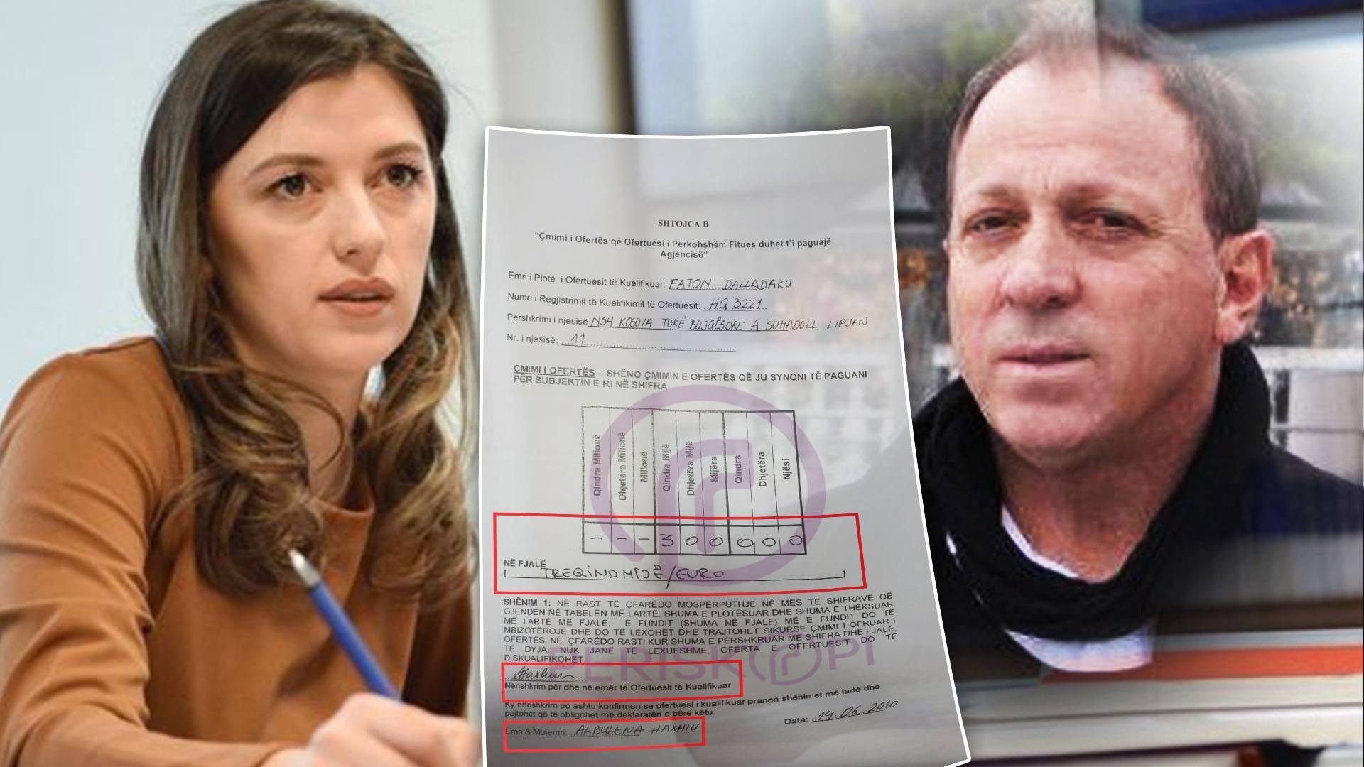 EKSKLUZIVE: Albulena Haxhiu ofertoi 300 mijë euro në emër të Faton Dalladakut (Dokumente)