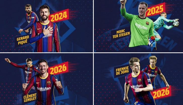 Zyrtare: Katër futbollistë të Barcelonës nënshkruajnë kontrata të reja