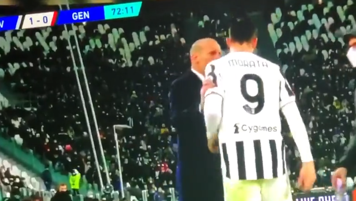 Allegri dhe Morata fjalosen ashpër gjatë ndeshjes Juventus-Genoa