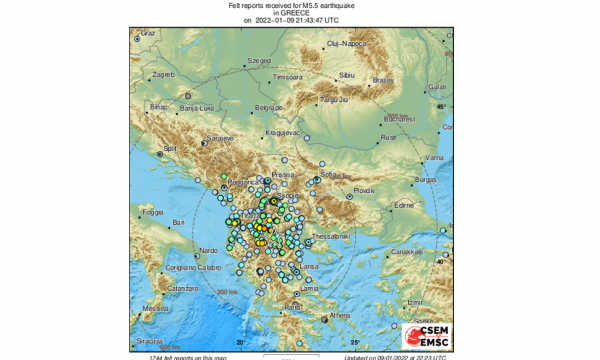Ja në cilat qytete u ndje tërmeti, sipas faqes “EMSC Last Quake”