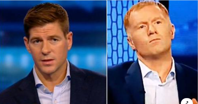 Nuk mund të ndalemi së shikuari reagimin e Scholes kur Gerrard thotë se kurrë nuk e ka fituar ligën