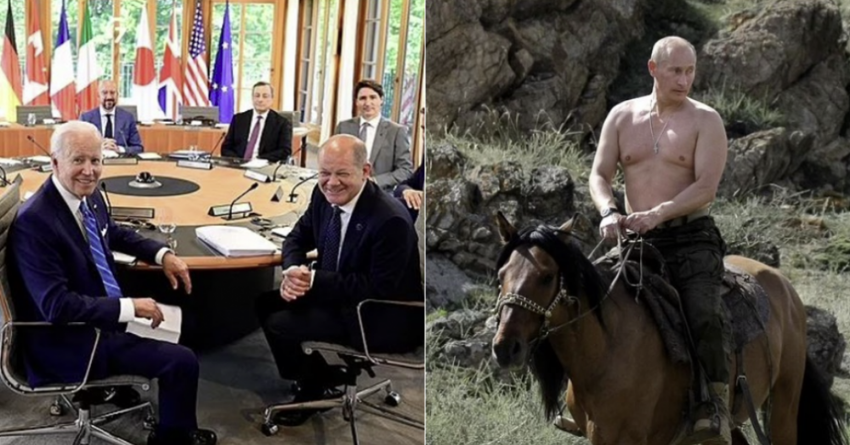 Liderët e G7 ‘tallen’ me foton e Putinit zhveshur mbi kalë: “T’i mbajmë xhaketat apo t’i heqim?” 