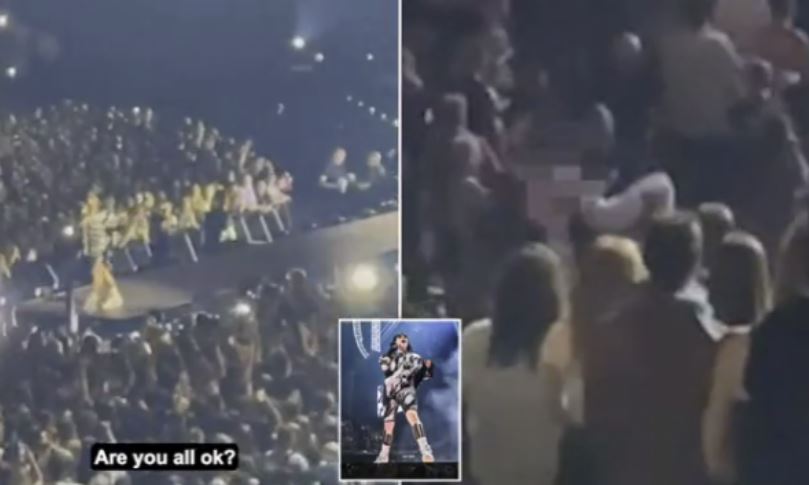 Pamje: Dhjetëra persona rrëzohen papritur në tokë, këngëtarja e njohur ndalon koncertin e saj menjëherë