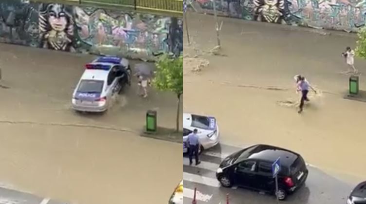 Policia e Kosovës shpëton nënën dhe fëmijën pasi u bllokuan nga reshjet e shiut