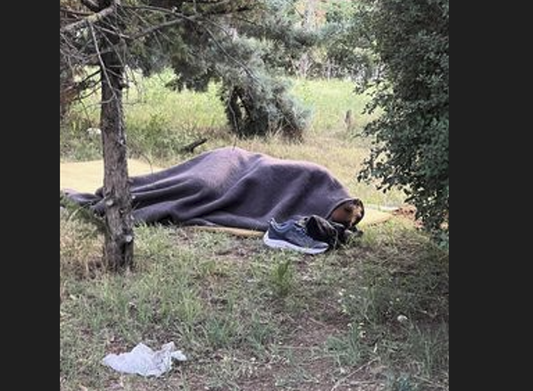 Një person në Fushë Kosovë e bën gjumin në rrugë (VIDEO)