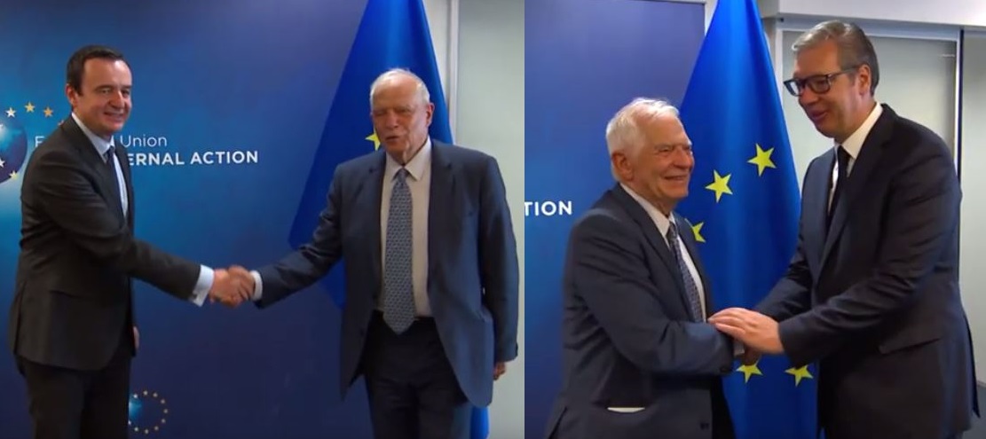 Pamjet: Kështu i priti Borrell ndaras Kurtin dhe Vuçiqin