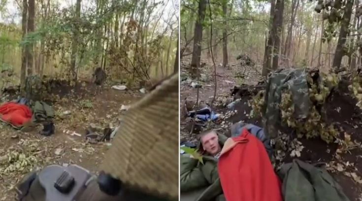 Momenti kur ushtari ukrainas e gjen duke fjetur në mal ushtarin rus