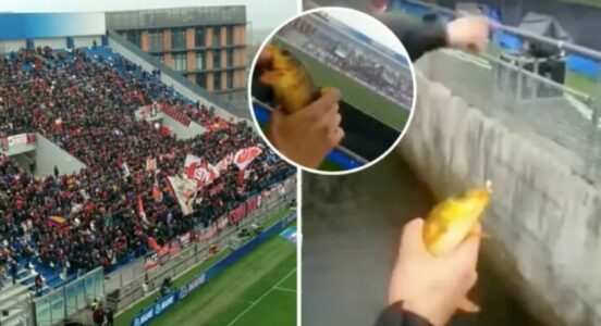 Interesante: Në stadiumin e Sassuolos tifozët mysafir po bëjnë peshkim dhe po shikojnë ndeshje futbolli