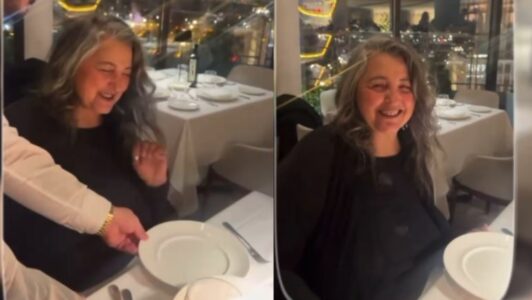 Parashqevi Simaku surprizohet me tortë dhe qirinj në SHBA: Shfaqet më e lumtur se kurrë