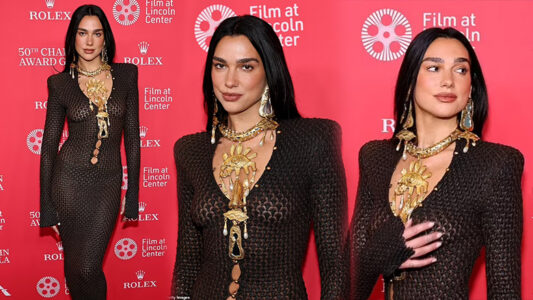 Dua Lipa duket sensacionale me një fustan të zi transparent në gala mbrëmjen e 50 vjetorit të Chaplin Awards në New York