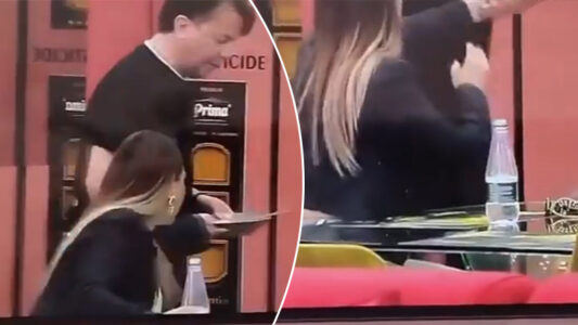 Publikohen pamjet ku Laerti me sjellje agresive ndaj Gertës, ia merr pjatën me zor dhe ia hedh ushqimin në tokë