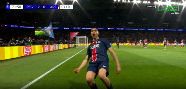 Arsenalit i humb rruga në oborr, Parisi gjen golin e dytë me goditjen e çmendur të Hakimit