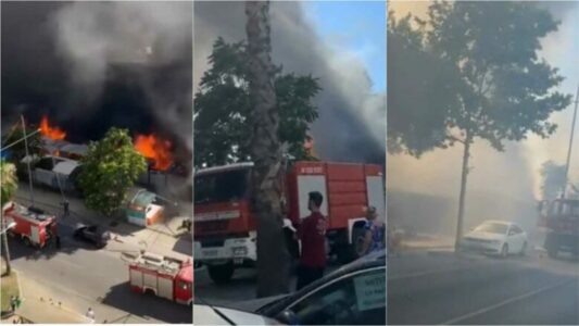 Zjarr i madh në zonën e Plazhit në Durrës, përfshihen disa biznese