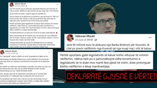 HIBRID: Deklarata e ministrit Murati se opozita refuzoi votimin e marrëveshjes për kredinë 90 milionë euro nuk është plotësisht e saktë