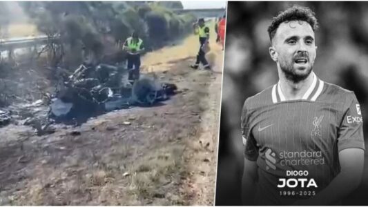 Dalin pamjet tronditëse nga aksidenti i Diogo Jotas, makina e gjitha e djegur