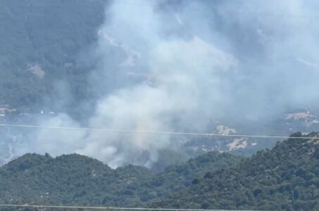 Zjarri përfshin malin në Bolenë, helikopterët ndërhyjnë për të mbrojtur fshatin