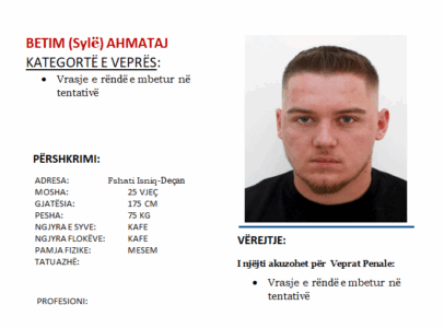 Nëse e shihni këtë person lajmërojeni policinë