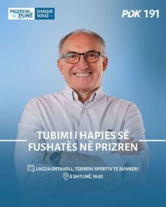 Shaqir Totaj mban tubimin e fushatës me 13 shtator në kërim të mandatit të dytë si kryetar i Prizrenit