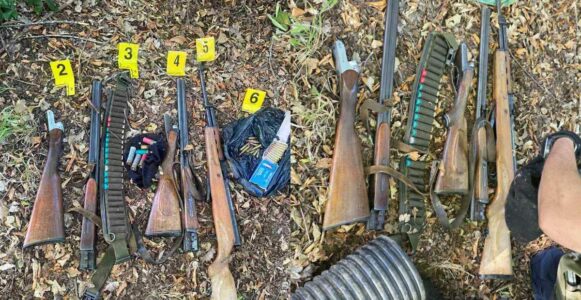 Zveçan: Gjenden tri armë të fshehura në një gyp në pyll