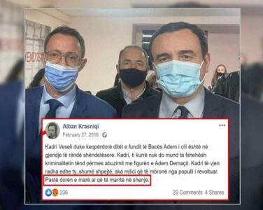 “Pastë dorën e marë ai që të marrtë në shenjë” – Albin Kurti nuk u distancua kurrë nga thirrja e Alban Krasniqit për vrasjen e Kadri Veselit