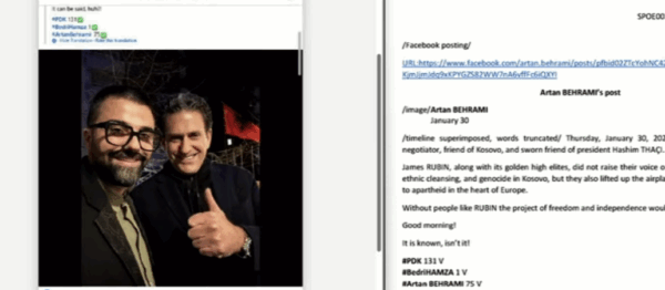 Prokuroria e pyet për foton me Behramin, Rubin ia kthen duke qeshur: Nuk e njoh, por më pëlqen postimi