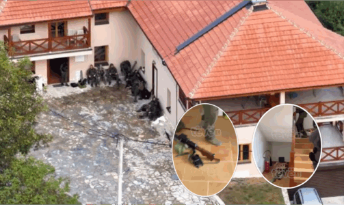 Pamjet kur policia kishte hyrë brenda Manastirit të Banjskës pas sulmit terrorist, shihen armë e municion