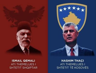 Urimi i veçantë i Endrit Thaçit, Ismail Qemalin e Hashim Thaçin i vendos krah për krah: Dy themeluesit e dy shteteve