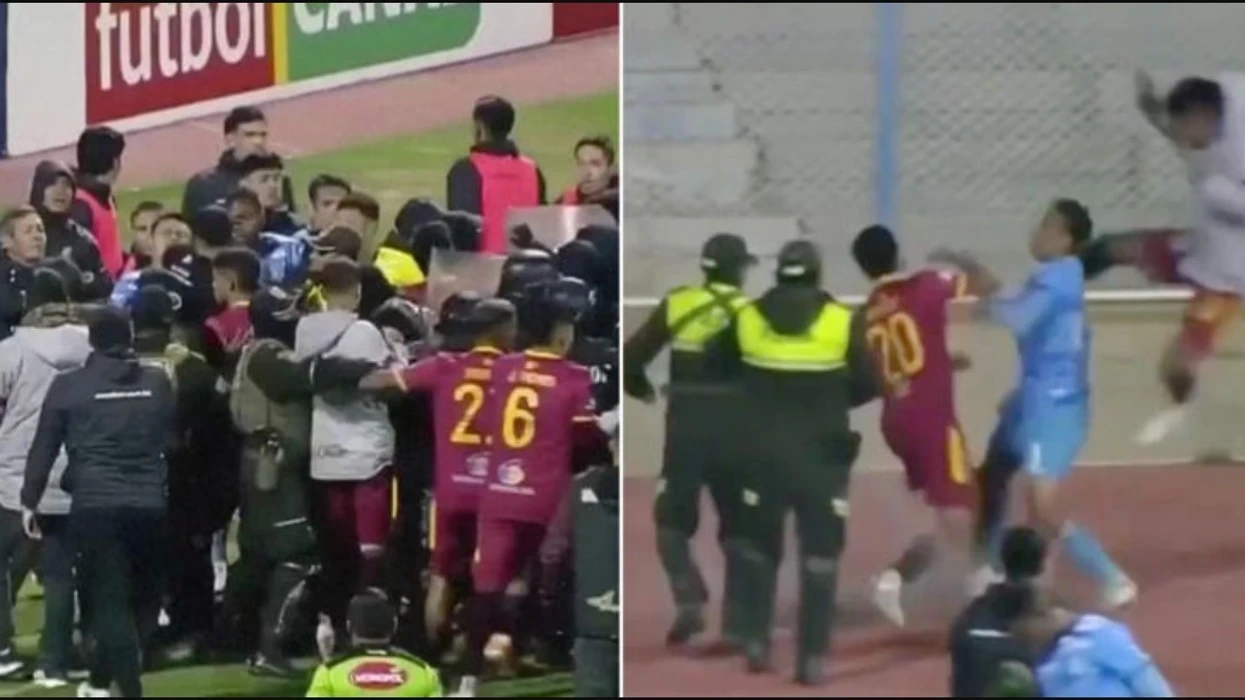 Kaosi i paparë në fushën e futbollit përfundoi me 17 kartonë të kuq  policia shpërndau lojtarët me gaz lotsjellës