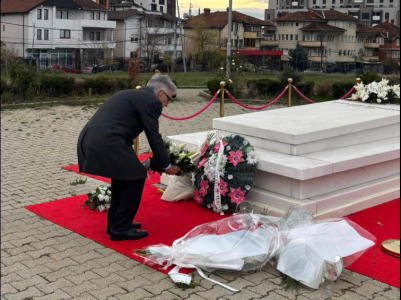 Ambasadori gjerman vendos lule te varri i Ibrahim Rugovës