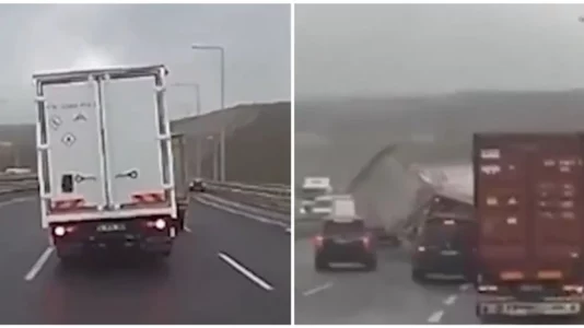 Pamje të reja nga stuhia në Turqi – kamionët përmbysen, çatitë fluturojnë